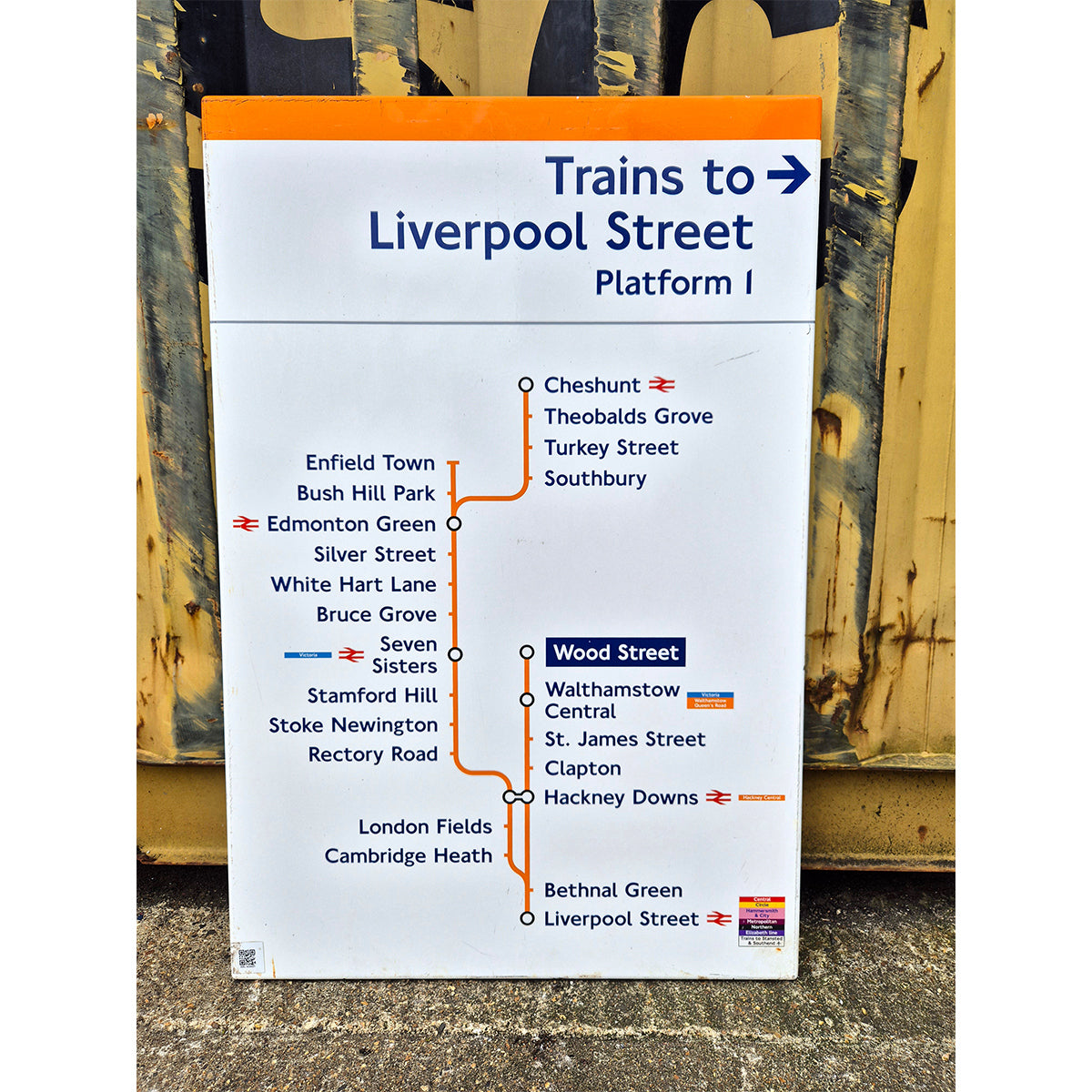 Trains to Liverpool Street - Platform 1 - Wood Street - Line Diagram (2602025)