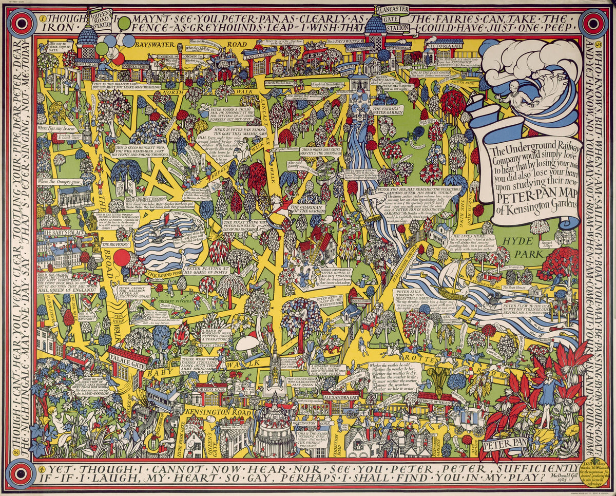 Peter Pan map of Kensington Gardens, by MacDonald Gill, 1923