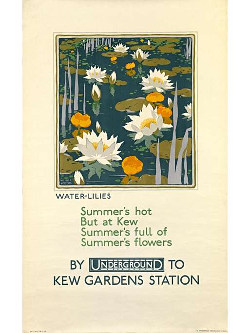 By Underground to Kew Gardens; water lilies, by Wilfrid Rene Wood, 1926