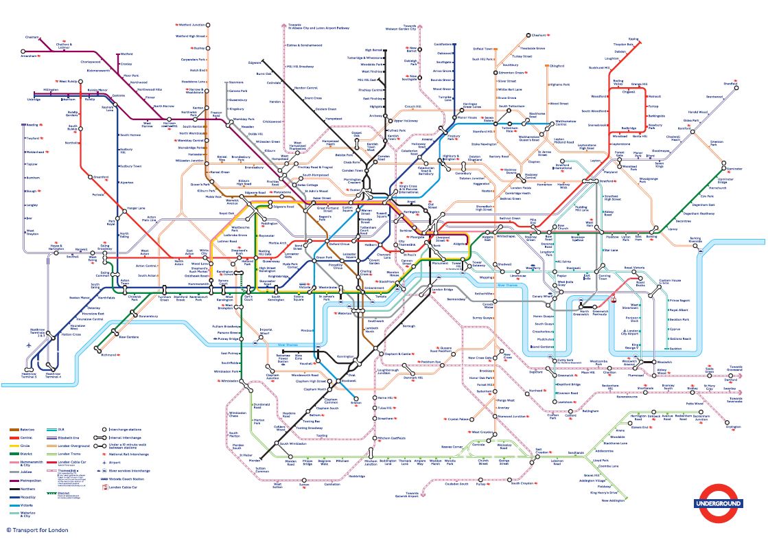 London Underground Tube Map 30 x 40 Print