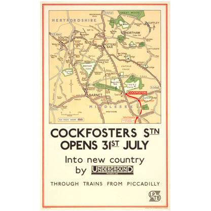 Cockfosters station opens 31st July, by B G Lewis, 1933
