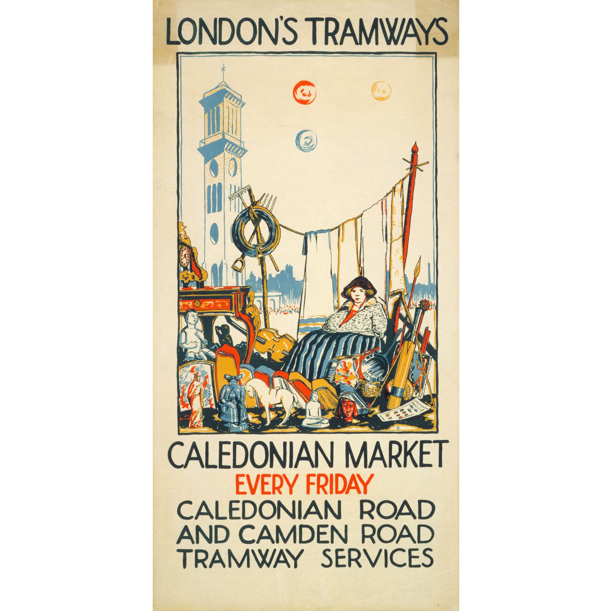 Caledonian Market, by Edward G Paterson, published by London County Council Tramways, 1923