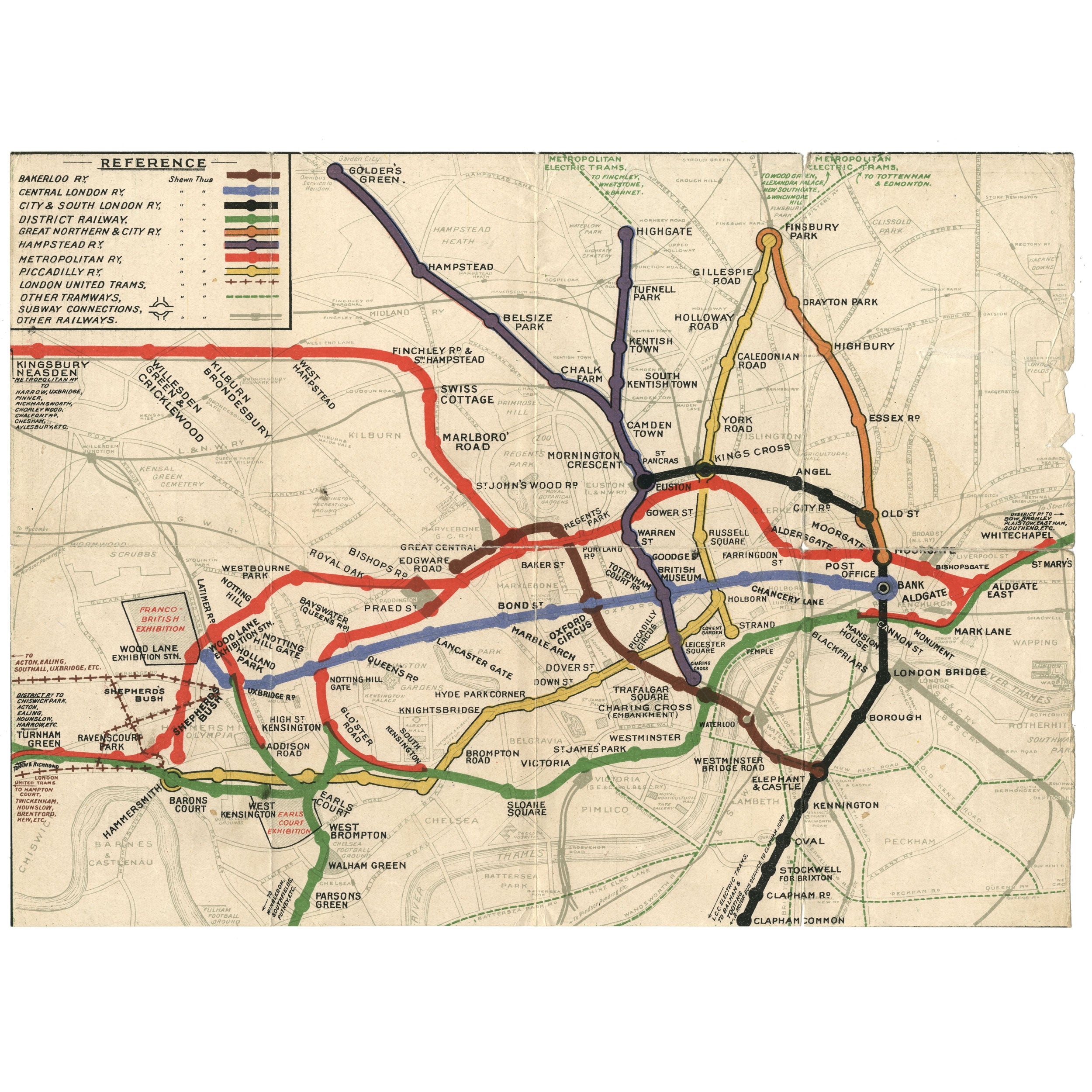 Underground Map issued 1908