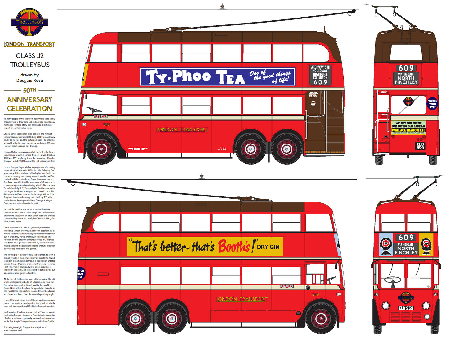 Class J2 Trolleybus 50th Anniversary Celebration Poster