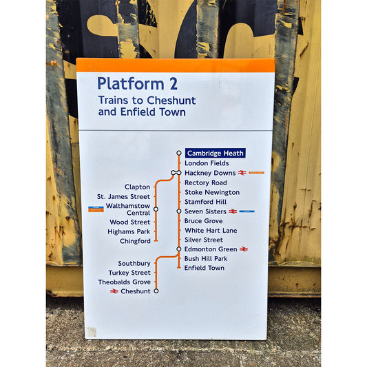 Platform 2 Trains to Cheshunt and Enfield Town - Cambridge Heath - Line Diagram (2562025)