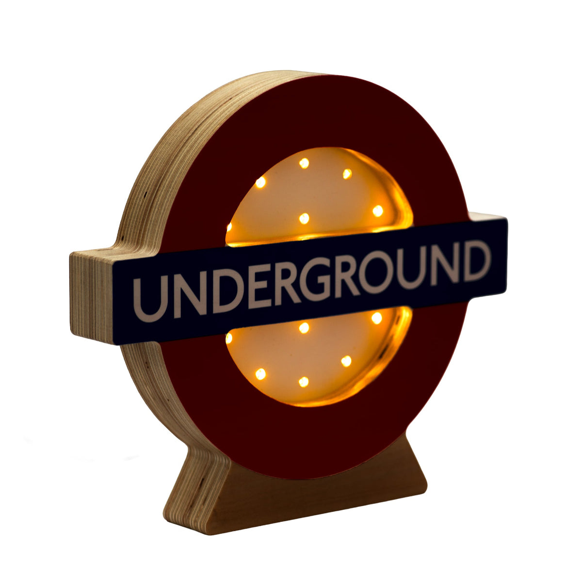 Wooden London Underground Roundel Table Lamp