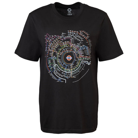 Circular Underground Map T-Shirt Organic Cotton Black
