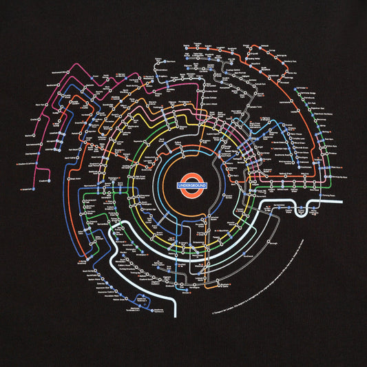 Circular Underground Map T-Shirt Organic Cotton Black