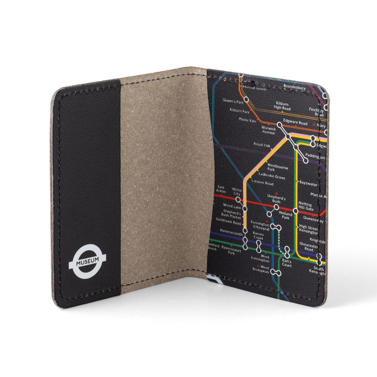 Recycled Leather Tube Map Travelcard Wallet Black