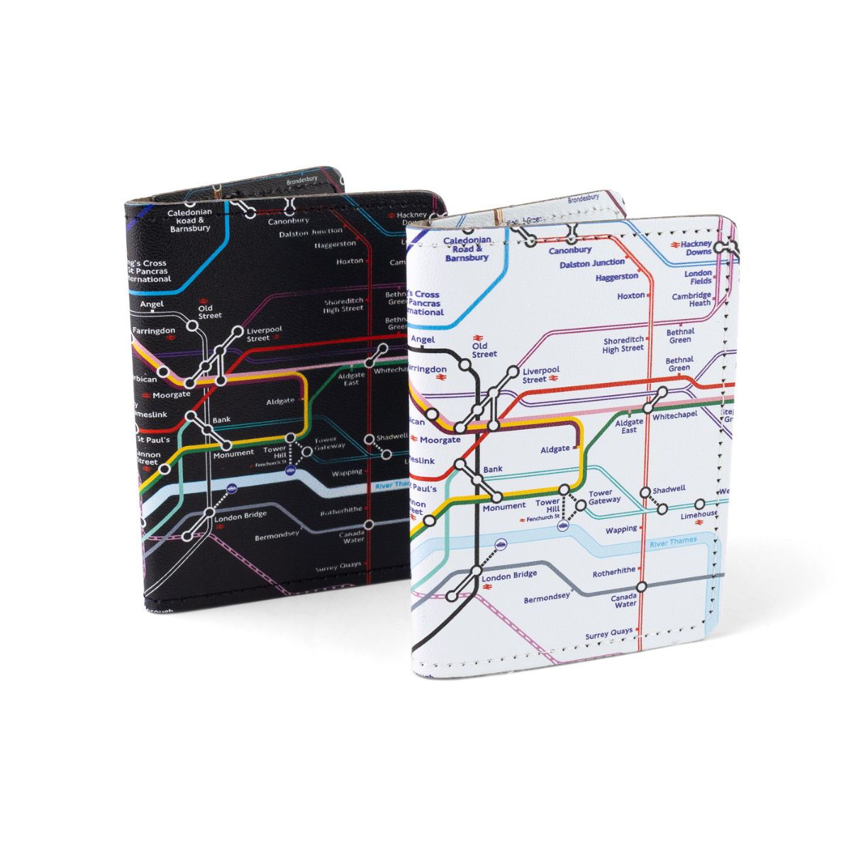 Recycled Leather Tube Map Travelcard Wallet Black