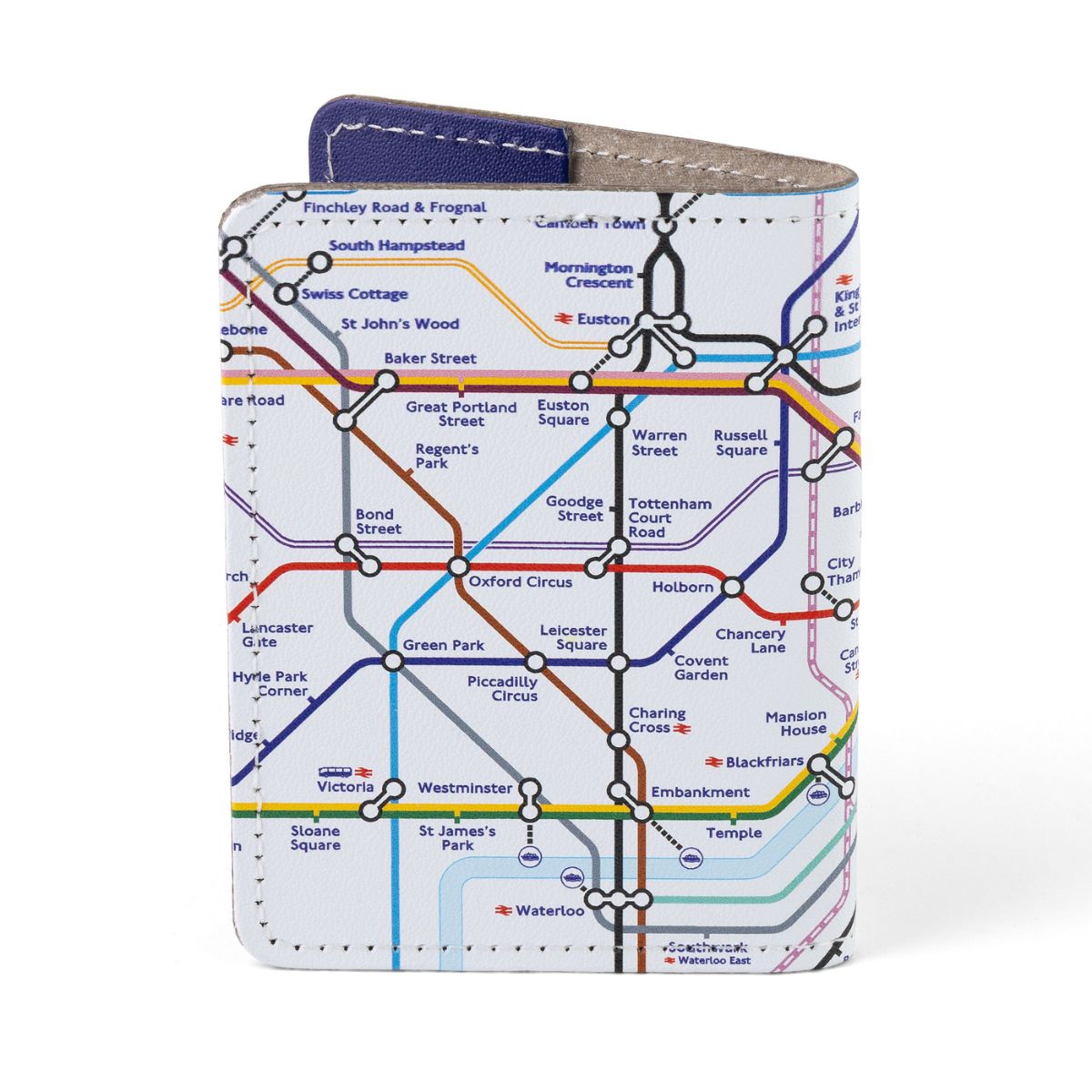 Recycled Leather Tube Map Travelcard Wallet White