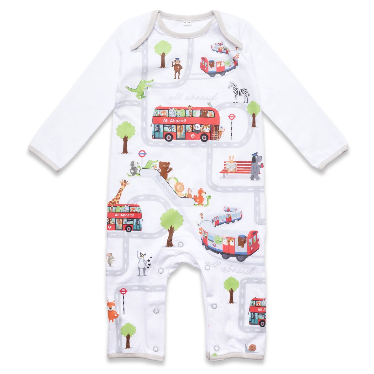 All Aboard Organic Cotton Baby Grow