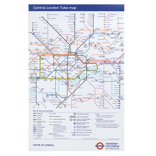 Central London Tube Map (Car Diagram) Portrait
