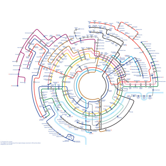 Circular Underground Map Poster 50 x 70 cm