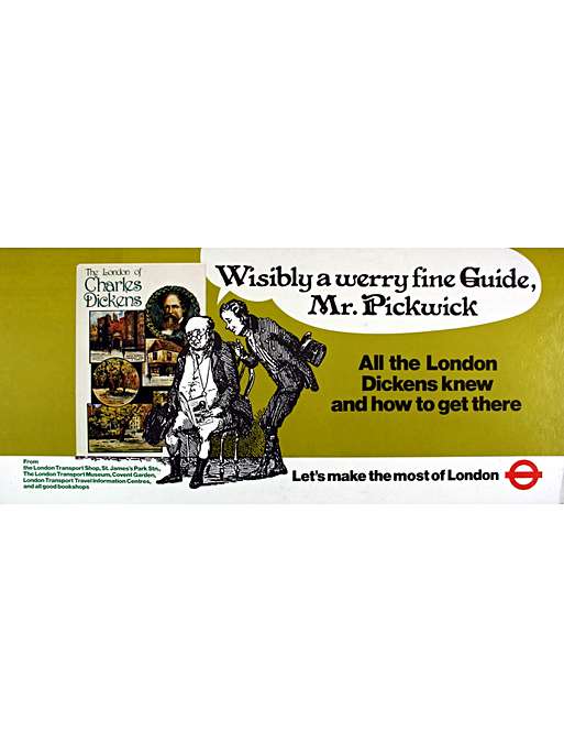 Car card; Wisibly a werry fine guide, Mr Pickwick, artist unknown, 1979