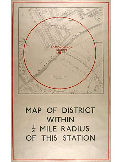 Local area map; Boston Manor station, artist unknown, 1934