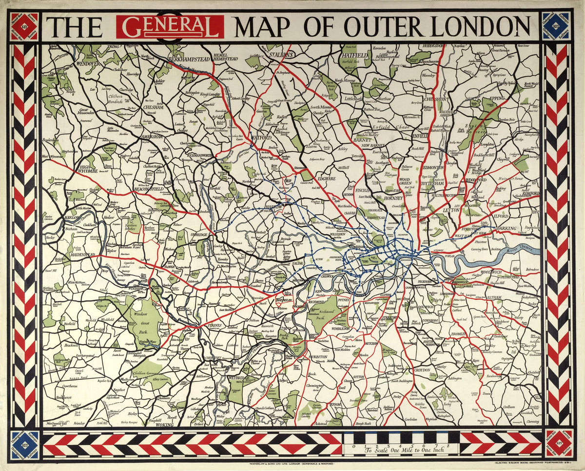 The General Map of outer London, by Macdonald Gill, 1921.