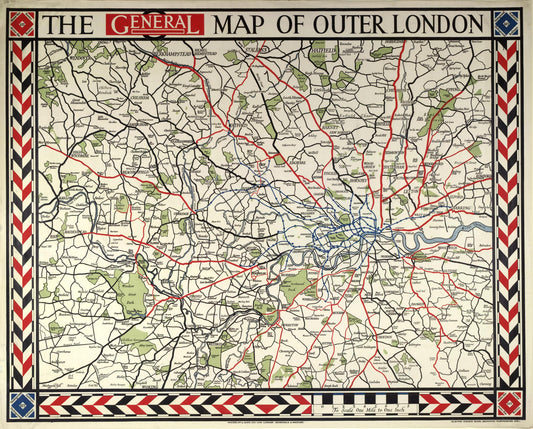 The General Map of outer London, by Macdonald Gill, 1921.