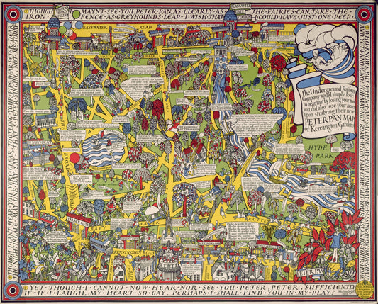 Peter Pan map of Kensington Gardens, by MacDonald Gill, 1923