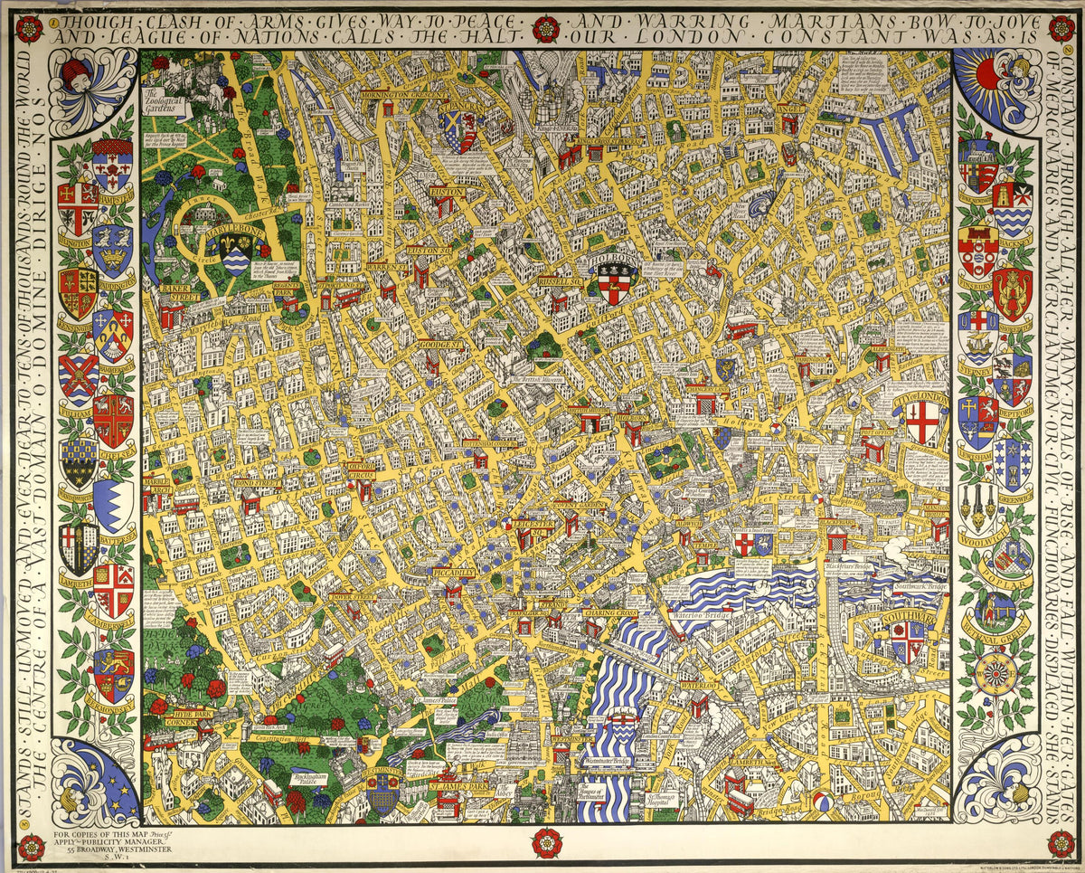 Map of central London, by MacDonald Gill, 1932