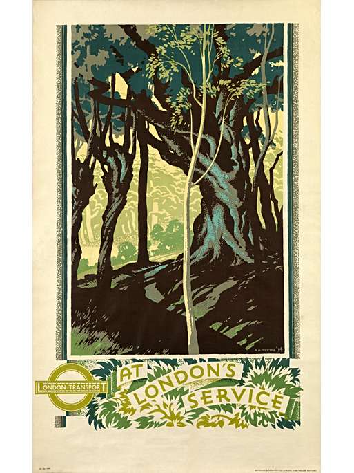 At London's service; woods, by A A Moore, 1934