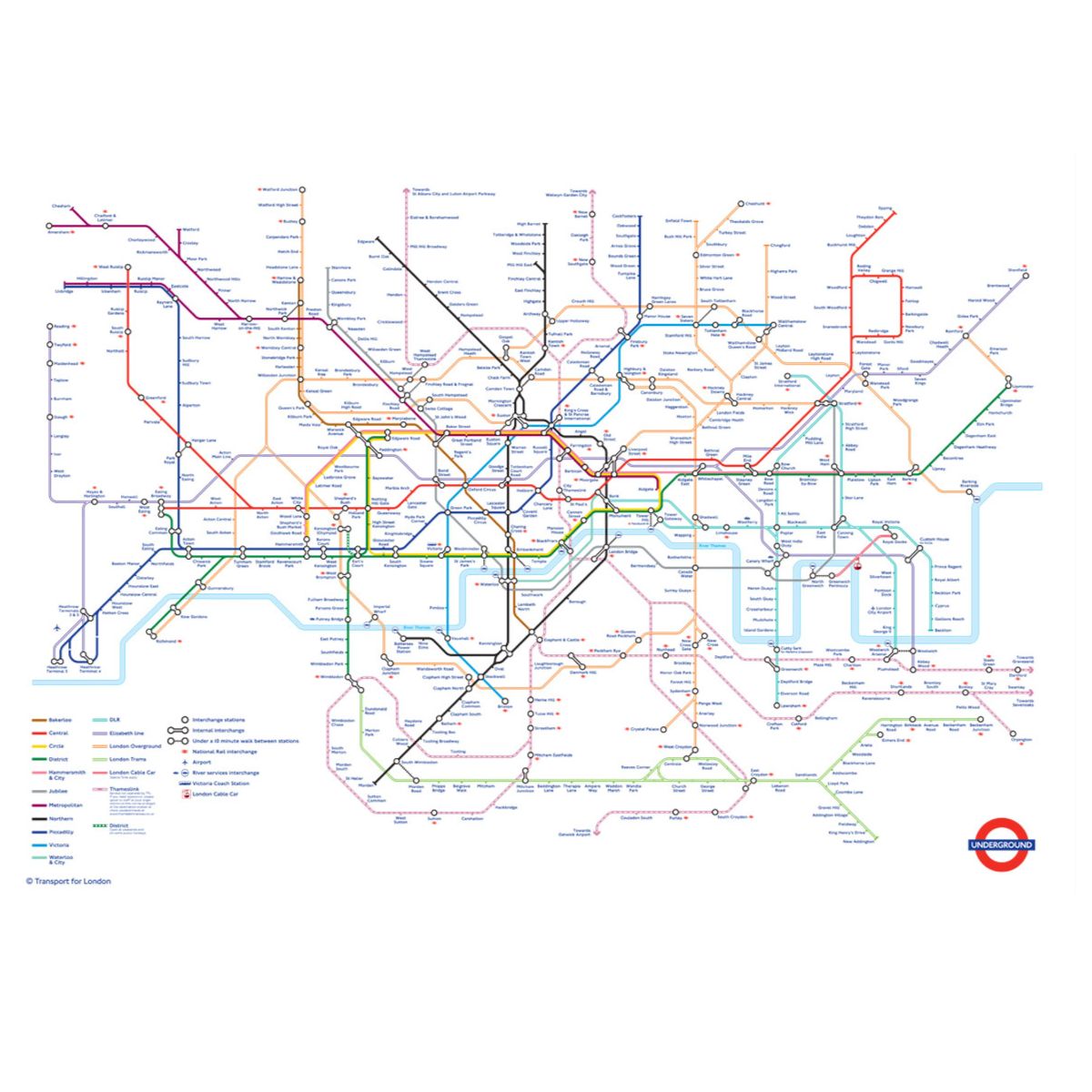 Tube Map Poster London Underground