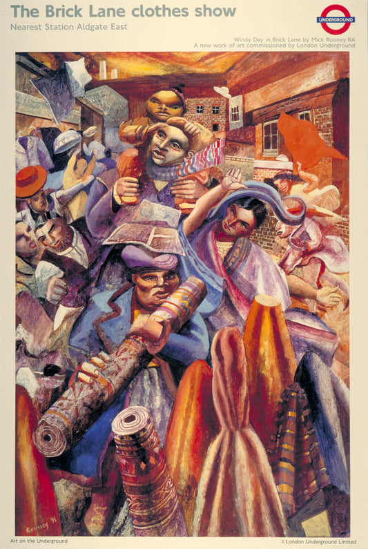 Windy Day in Brick Lane, by Mick Rooney, 1992